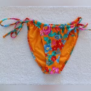 Xhilaration Orange Floral Bikini Bottom, Size M